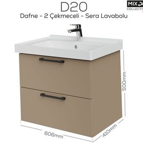 Resim Creavit D20 65 Cm İki Çekmeceli Lavabo Dolabı Dafne Melamin Kapak Demonte Dafne 