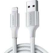 Resim Ugreen Lightning iPhone Uyumlu Örgülü Data ve Şarj Kablosu Beyaz 1.5 Metre 