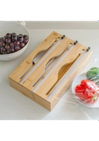 Resim Büro Ev Ofis Mutfağı İçin 3bölme Ahşap Bambu Stand Folyo Kesme Tahtası Diğer 