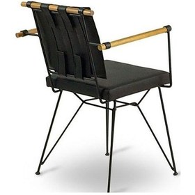 Resim Sandalye PENYEZ Klasik Model Metal Çelik Siyah fırın boya Siyah suni deri Balkon-Bahçe El yapım 