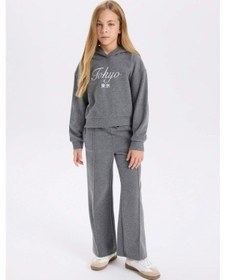 Resim DeFacto Kız Çocuk Kapüşonlu Baskılı Selanik Kumaş Sweatshirt D4294A824WNAR198 