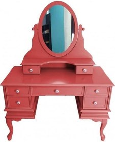 Resim Makyaj Masa 19331 Dresuar 7Çekm Kayn Aslan Ayak Kırmızı Lake Hareket Ayna El Yapı 