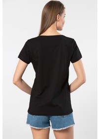 Resim Wtshirt - Milano Kadın T-shirt /siyah Çok Renkli 