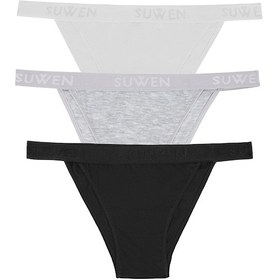 Resim Suwen 3 Lü Pamuklu Slip Külot St0045601863 Siyah - Gri - Beyaz 