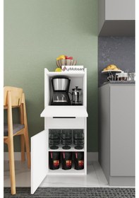 Resim Azura 2 Kapaklı 1 Çekmeceli Boy Dolabı Çok Amaçlı Dolap Kiler Dolabı Mutfak Dolabı Beyaz 