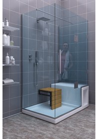 Resim Sardunya Duvara Monte Katlanabilir Banyo Taburesi Engelli Tabures Ceviz 