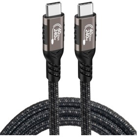 Resim NOVATECH Siyah QG01 Type-C to Type-C USB4 PD Data Kablosu 240W 40Gbps 8K@60Hz 1.2 Metre-NVTH 