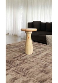 Resim Simillo Doğal Masif Ahşap Tekli Yan Sehpa Naturel Renk Modern Mantar Sehpa Kahverengi 