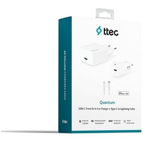 Resim Ttec Quantum 20W Araç+Pd Adaptör+iOS Uyumlu Kablo-Beyaz 