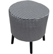 Resim Evim-E Aksesuar Yuvarlak Modern Ağaç Iskeletli 41 Cm Puf(bench) Keten Kaz Tüyü Desenli 