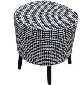 Resim Evim-E Aksesuar Yuvarlak Modern Ağaç Iskeletli 41 Cm Puf(bench) Keten Kaz Tüyü Desenli 