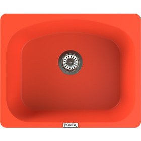 Resim Polex Cristalüx Granit Evye P-OL60 Turuncu Tezgah Altı Ve Tezgah Üstü Kare Mutfak Evyesi 60x49.5 CM 