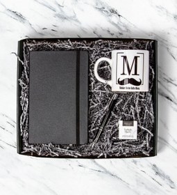 Resim ATÖLYE247 Atölye247 Özel Harf Baskılı Kupa Termo Deri Defter Kalem Turkish Black Tea Babalar Günü Hediye Seti 
