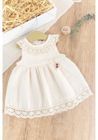 Resim Dantelli Güpür Yakalı Yazlık Askılı Kız Bebek Elbise 001 