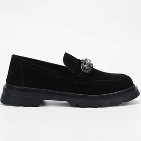 Resim Tamer Tanca Kadın Vegan Siyah Süet Loafer Ayakkabı 817 2399 Bn Ayk Sk23/24 Sıyah Suet Siyah 