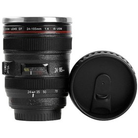 Resim Padalink Kamera Lens Tipi 400ml Paslanmaz Çelik Termos Bardak, Dijital Fotoğraf Severler İçin Kahve Fincanı, Siyah Beyaz 