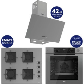 Resim Ferre Steamart-Fryart-Silentart Serisi Gri Set ( QEP64CPR+SS208+D088-SA ) Emaye Izgara 