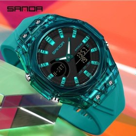 Resim Fochsia Sanda Erkekler İçin Çift Ekranlı Lüminesanslı Spor Digital Analog Kol Saati 6283 Mavi Diğer 