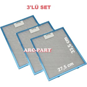 Resim ARC-PART Silverline 3171 X9 90'lık Inox Davlumbaz Alüminyum Filtre 27,5X33,5 cm - 3'lü Set 