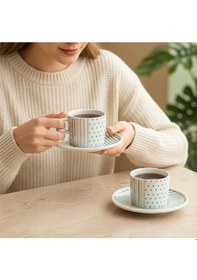 Resim Güral Porselen Mental 4 Parça Çay Fincan Takımı Yeşil 6548 