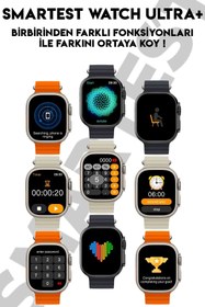 Resim SMARTEST Akıllı Saat Watch Ultra+49mm Bluetooth Kulaklık 7 Kordon Kasa Koruma Kırılmaz Cam Hediye Smartwatch 