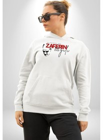 Resim 30 Ağustos Zafer Bayramı Atatürk İmzası Kadın Erkek Beyaz Kapüşonlu Sweatshirt Hoodie Beyaz 