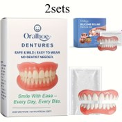 Resim 2 takım Doğal Beyaz Sahte Diş Seti - Kolay İcrası Elastik Dişler, Tüm Şekillere Uygun Gerçekçi Diş Tasarımı, Güvenli ve Rahat Gülümseme Arttırıcı (Erkekler/Kadınlar/Gençler/Köylüler Diş Çözümü), Elastik Diş Seti|Doğal Beyaz Dişler|Silikon Malzeme 