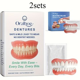 Resim 2 takım Doğal Beyaz Sahte Diş Seti - Kolay İcrası Elastik Dişler, Tüm Şekillere Uygun Gerçekçi Diş Tasarımı, Güvenli ve Rahat Gülümseme Arttırıcı (Erkekler/Kadınlar/Gençler/Köylüler Diş Çözümü), Elastik Diş Seti|Doğal Beyaz Dişler|Silikon Malzeme 