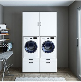 Resim ROOMART ÇAMAŞIR-KURUTMA MAKİNESİ DOLABI + ÜST DOLABI MAT BEYAZ 24 Mat Beyaz 