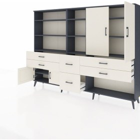 Resim Arges Dolap 10 Raflı 6 Çekmeceli 4 Kapaklı 220x30x163 Antrasit-ay Antrasit-aytaşı 