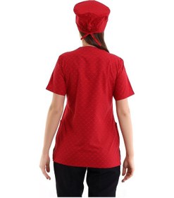 Resim Zarf Yaka Desenli Üst - 5308 Kırmızı Küçük Kalp-6409 