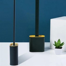 Resim Ams Net Duvara Monte Edilebilir Kapaklı Askılı Klozet Yumuşak Silikon Başlıklı Tuvalet Fırçası Seti Haki 