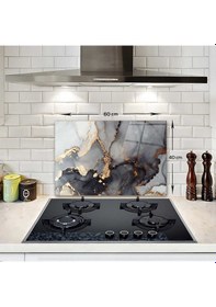 Resim Decorita Cam Ocak Arkası Koruyucu|Stark MermerGörünümlü|40cmx60cm 