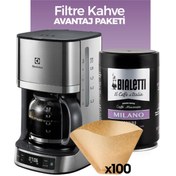 Resim Electrolux Ekf7700 Filtre Kahve Makinesi + 250 Gr Bialetti Roma Kahve + 100'lü Filtre Avantaj Paketi 