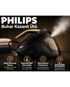 Resim Philips Siyah Renkli Hız Modlu Otomatik Buhar Destekli Kazanlı Ütü, 170 G/dk Sürekli Buhar, Steam Glide Plus Taban, Kompakt Tasarım ve Günlük Kullanımda Kolay Temizlik 