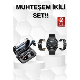Resim Kulak Içi Kablosuz Bluetooth Kulaklık ve Nfc ve Gps Özellikli Akıllı Saat Alarm ve Titreşim 