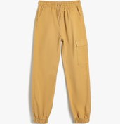 Resim Koton Jogger Pantolon Kargo Cepli Beli Bağlamalı Pamuklu Bej 5wkb40032tw Ekru 