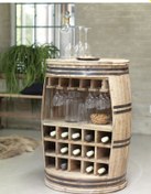 Resim Masifart Şarap Fıçısı Ara Bölmeli Çoklu Şaraplık 