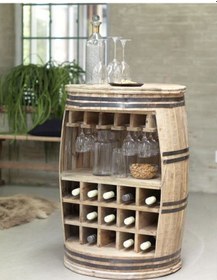 Resim Masifart Şarap Fıçısı Ara Bölmeli Çoklu Şaraplık 
