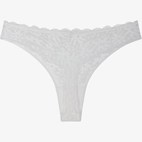 Resim Penti Kırık Beyaz Lace Dantel Tanga Külot 