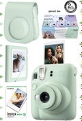 Resim Fujifilm Instax mini 12 Yeşil Fotoğraf Makinesi-10'lu Film-Mini Albüm ve Deri Kılıf Seti 
