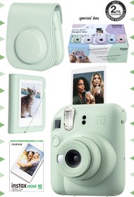 Resim Fujifilm Instax mini 12 Yeşil Fotoğraf Makinesi-10'lu Film-Mini Albüm ve Deri Kılıf Seti 