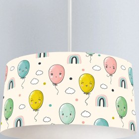 Resim instababyrooms Mutlu Balon Desenli Çocuk Odası Dijital Baskılı Sarkıt Avize 