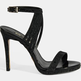 Resim Desa Kadın Siyah Simli Bantlı Topuklu Abiye Sandalet 