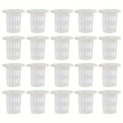 Resim 100 Adet Beyaz Şeffaf Yeniden Kullanılabilir Plastik Bitki Sepetleri - Dayanıklı, Kolay Temizlenebilir Hidroponik Sebze Kapları & Topraksız Yetiştirme Kök Güçlendiricileri Orkide, Domates, Biber, Biberiye, Otlar, Plastik, Derin Kök, Otlar İçin 