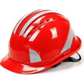 Resim Jeemson Kırmızı Yansıtıcı Abs Güvenlik Kaskı - Konforlu, Havalandırmalı, Çok Noktalı Tampon, Darbe Ve Dürtüye Dayanıklı 