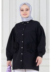 Resim Sevitli Önü Gül Detaylı Tunik-siyah-3629-siyah Siyah 