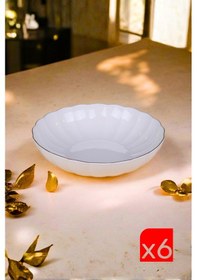 Resim Kütahya Porselen Bone Luz Altın Yaldzlı Bowl Kase 25x6cm 2000ml 6 Lı Bnlzf25ks00 Çok Renkli 