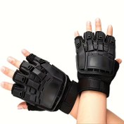 Resim Ayarlanabilir Bilek Kayışlı, Ergonomik Tasarımlı Siyah Nefes Alabilen Yarım Parmak Spor Eldivenleri, Dış Aktiviteler, Spor Salonu, Bisiklet ve Motosiklet için, Bisiklet Eldivenleri 