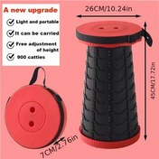 Resim Techbloom 1 Adet Hafif Portatif Katlanır Kırmızı Ve Siyah Kamp Hiking Balıkçılık Taburesi Ahşap 